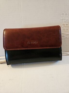 La Philipe Two-Tone Brown and Black Leather Wallet